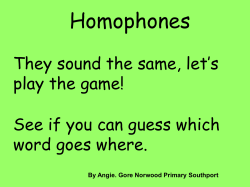 Homophones - Bridport Primary School