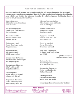 Customer Service Haiku - Expressions of Excellence