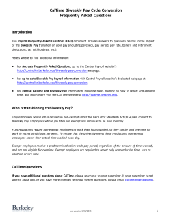 CalTime Biweekly Pay Cycle Conversion Frequently Asked Questions