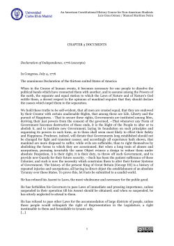 1 CHAPTER 3 DOCUMENTS Declaration of Independence, 1776