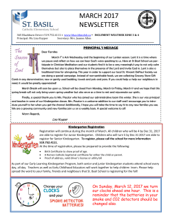 St. Basil March Newsletter - St. Basil Catholic Elementary School