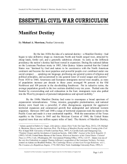 Manifest Destiny Essay - Essential Civil War Curriculum