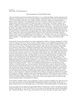 Notes and Questions on the Poetry of George Herbert