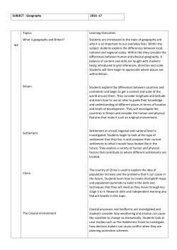 Topics: What is geography and Britain? Britain Settlement China