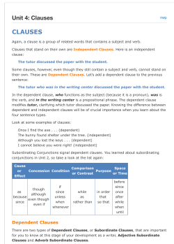 Adverb Subordinate Clauses