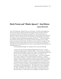Mark Twain and &ldquo;Shake-Speare&rdquo;: Soul Mates