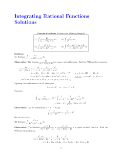 Integrating Rational Functions Solutions