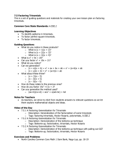 7.5 Factoring Trinomials