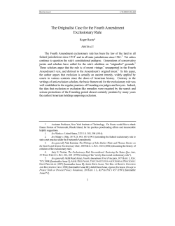 The Originalist Case for the Fourth Amendment Exclusionary Rule