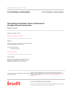 The Paradoxes of Aristotle`s Theory of Education in the Light