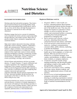 Nutrition Science and Dietetics