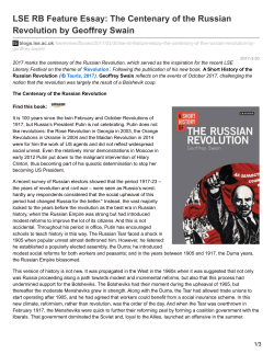 LSE RB Feature Essay: The Centenary of the Russian Revolution by