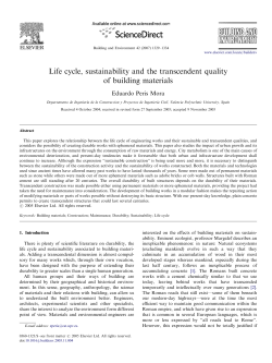 Life cycle, sustainability and the transcendent quality of building
