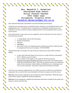 AP US Government and Politics Summer Assignment Part 1