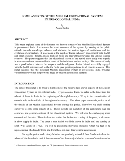 some aspects of the muslim educational system in pre