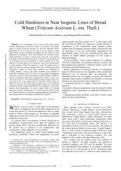 Cold Hardiness in Near Isogenic Lines of Bread Wheat (Triticum