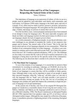 The preservation and use of our languages: Respecting the natural