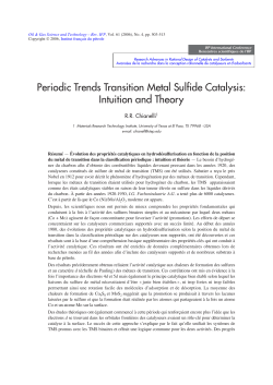 Periodic Trends Transition Metal Sulfide Catalysis: Intuition and