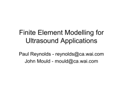 Finite Element Modeling for Ultrasonic Applications: Part 1
