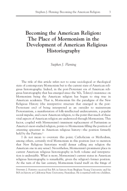 Becoming the American Religion: The Place of Mormonism in the