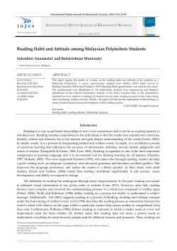 Reading Habit and Attitude among Malaysian
