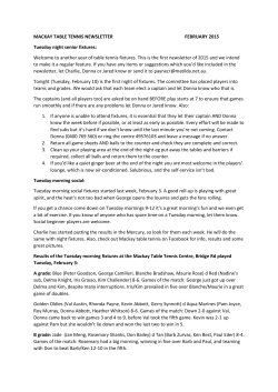 MACKAY TABLE TENNIS NEWSLETTER FEBRUARY 2015