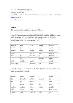 Clackson Indo-European Linguistics Answers to Exercises Any