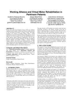 Working Alliance and Virtual Motor Rehabilitation in Parkinson