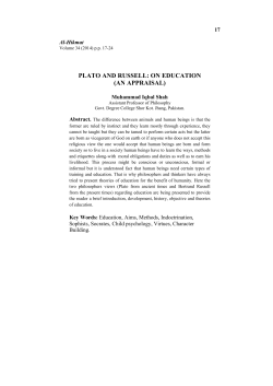 PLATO AND RUSSELL: ON EDUCATION (AN APPRAISAL)