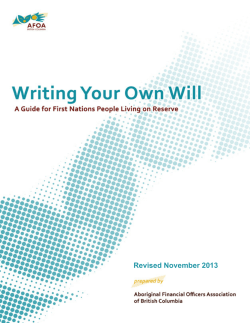 Writing Your Own Will - A Guide for First Nations People