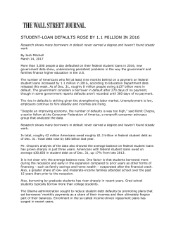 student-loan defaults rose by 1.1 million in 2016