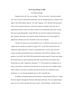 The Ecopsychology of Milk By Odette Springer Slogans such as the