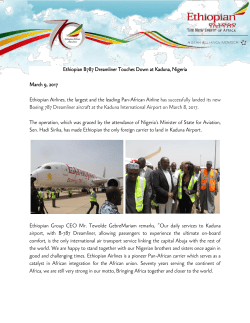 Ethiopian B787 Dreamliner Touches Down at Kaduna, Nigeria March 9