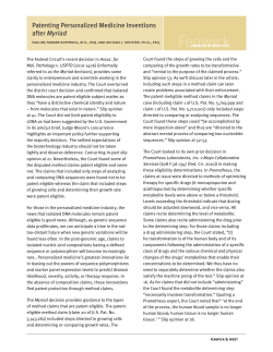 Patenting Personalized Medicine Inventions after Myriad
