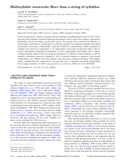Multisyllabic nonwords: More than a string of syllables