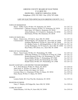 GREENE COUNTY BOARD OF ELECTIONS P. O. BOX 583 SNOW