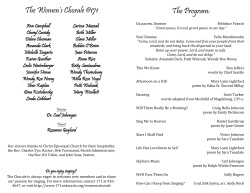 see The Women`s Chorale Spring 2015 Concert Program