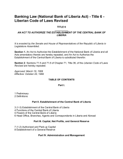 Banking Law (National Bank of Liberia Act) - Title 6