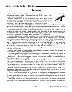 Helpful Hints for Technical Writing The Comma