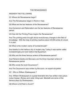 THE RENAISSANCE ANSWER THE FOLLOWING Q1.Where did