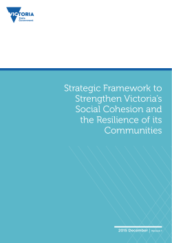 Strategic Framework to Strengthen Victoria`s Social Cohesion and