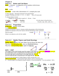 Chapter 6 Notes 6-1 Ratios and Unit Rates Notes 6