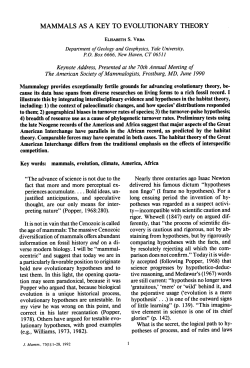 Mammals as a Key to Evolutionary Theory