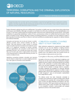 terrorism, corruption and the criminal exploitation of natural resources