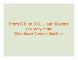 West Coast Corridor Coalition Overview Presentation
