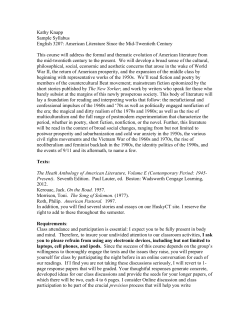 Kathy Knapp Sample Syllabus English 3207: American Literature