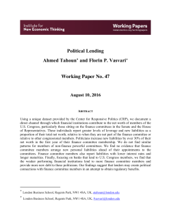 Political Lending Ahmed Tahoun - Institute for New Economic Thinking