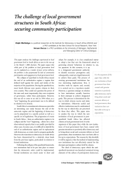 The challenge of local government structures in South Africa