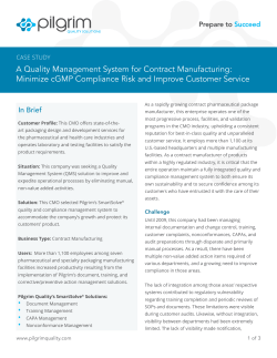 A Quality Management System for Contract Manufacturing: Minimize
