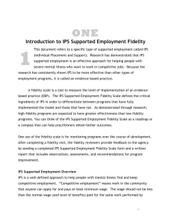 Introduction to IPS Supported Employment Fidelity